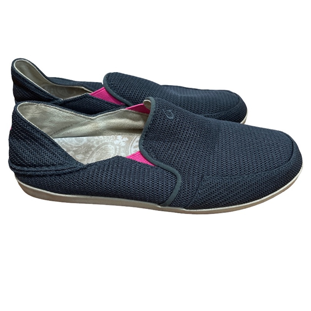 Olukai Women’s Size 8 Charcoal Gray/Pink Slip On Casual Comfort Shoes